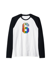 Number 6 Rainbow Pride Powder Tie Dye Flag Sports Fan Wear Raglan Baseball Tee