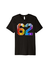 Number 62 Rainbow Pride Powder Tie Dye Flag Sports Fan Wear Premium T-Shirt