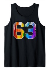 Number 63 Rainbow Pride Powder Tie Dye Flag Sports Fan Wear Tank Top