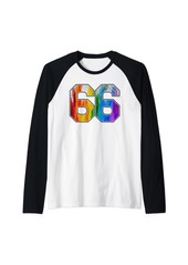 Number 66 Rainbow Pride Powder Tie Dye Flag Sports Fan Wear Raglan Baseball Tee