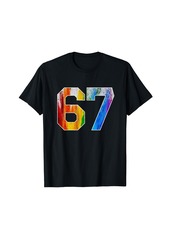 Number 67 Rainbow Pride Powder Tie Dye Flag Sports Fan Wear T-Shirt