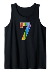 Number 7 Rainbow Pride Powder Tie Dye Flag Sports Fan Wear Tank Top