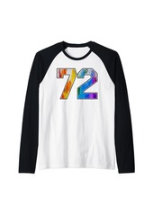 Number 72 Rainbow Pride Powder Tie Dye Flag Sports Fan Wear Raglan Baseball Tee