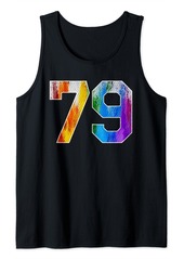 Number 79 Rainbow Pride Powder Tie Dye Flag Sports Fan Wear Tank Top