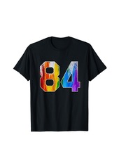 Number 84 Rainbow Pride Powder Tie Dye Flag Sports Fan Wear T-Shirt