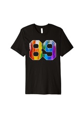 Number 89 Rainbow Pride Powder Tie Dye Flag Sports Fan Wear Premium T-Shirt