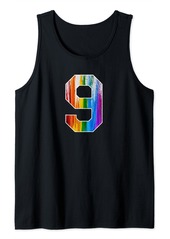 Number 9 Rainbow Pride Powder Tie Dye Flag Sports Fan Wear Tank Top