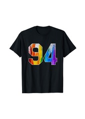 Number 94 Rainbow Pride Powder Tie Dye Flag Sports Fan Wear T-Shirt