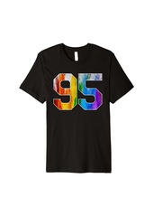 Number 95 Rainbow Pride Powder Tie Dye Flag Sports Fan Wear Premium T-Shirt