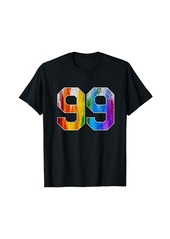 Number 99 Rainbow Pride Powder Tie Dye Flag Sports Fan Wear T-Shirt