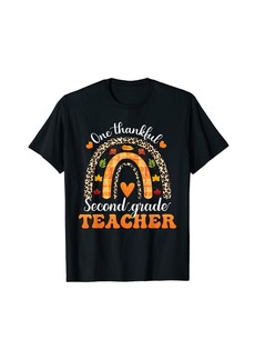 One Thankful Second 2nd Grade Teacher Thanksgiving Rainbow T-Shirt