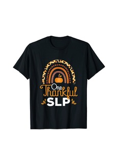 One Thankful SLP Leopard Rainbow Thanksgiving Speech Therapy T-Shirt