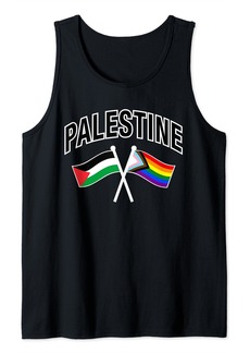 Palestine & Rainbow Pride Flag Proud Palestinian Tank Top