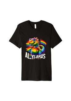 Pride LGBTQ Rainbow Sunglasses Ally Dinosaur Allysaurus Premium T-Shirt