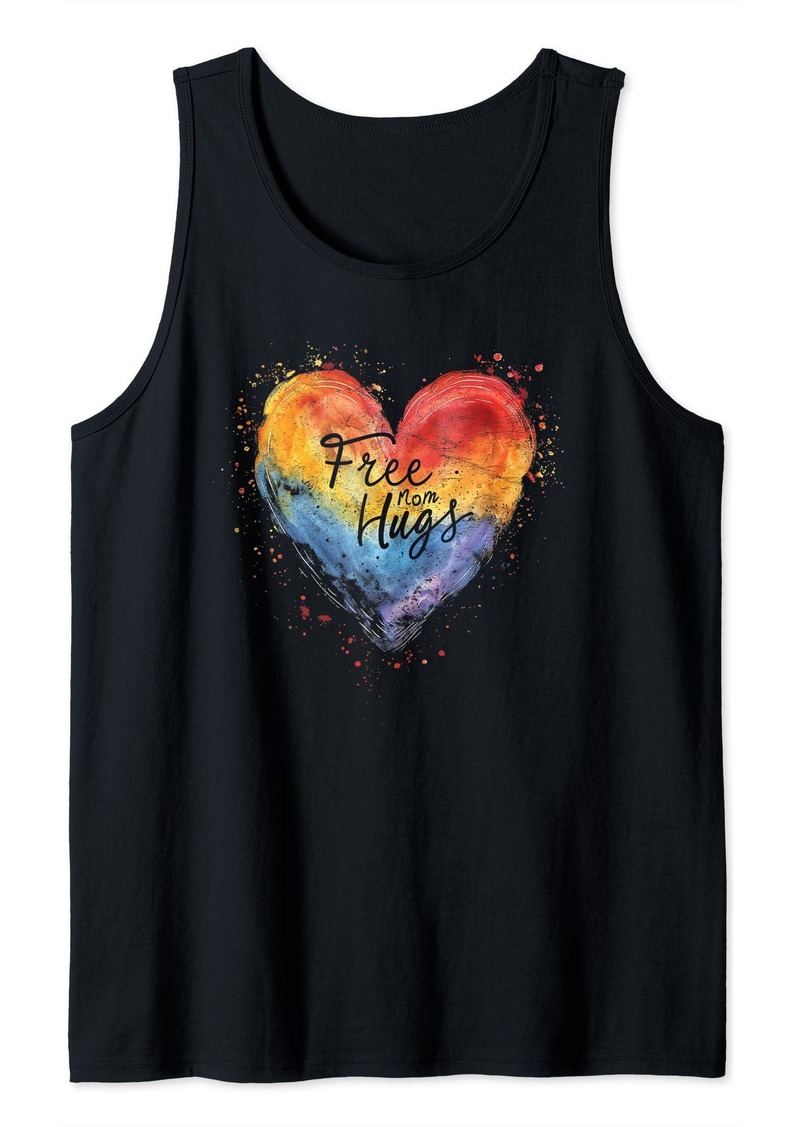 Pride Month Free Mom Hugs Rainbow Heart Cute LGBTQ Tank Top