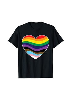 Progress Pride Rainbow Heart LGBTQ | Gay Lesbian Trans T-Shirt