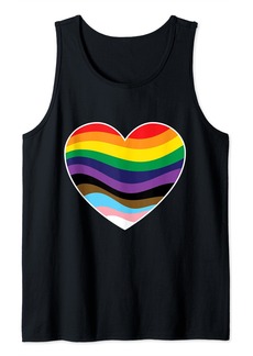 Progress Pride Rainbow Heart LGBTQ | Gay Lesbian Trans Tank Top