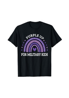 Purple Up For Military Kids Military Child Month Rainbow T-Shirt