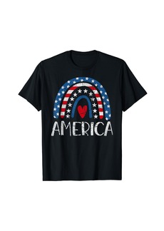 Rainbow American Flag 4Th Of July Vintage T-Shirt