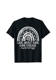 Rainbow Care About Rare Disease Awareness Month Zebra Ribbon T-Shirt