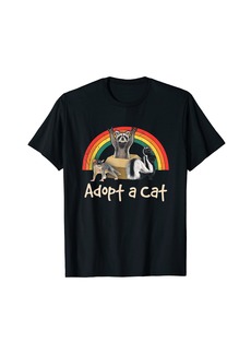 Rainbow Cat Lover Adopt a Cat Funny Possum Raccoons T-Shirt