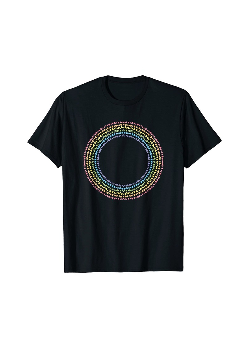 Rainbow Circle Of Hearts Gay Lesbian Pride LGBT Homosexual T-Shirt