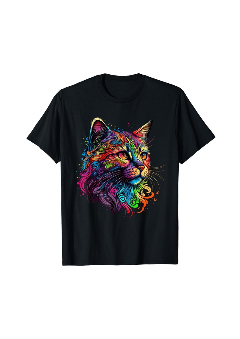 Rainbow Cute Cat Kitten Graphic T-Shirt