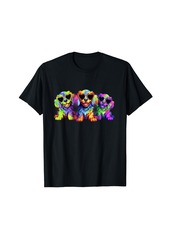 Rainbow Cute Dog Wearing Glasses Heart Puppy T-Shirt