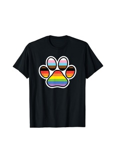 Rainbow Dog Paw Print LGBTQ Progressive Pride Flag Inclusive T-Shirt