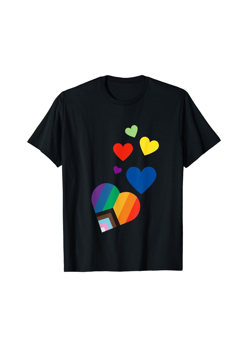 Rainbow Flag Colored Hearts LGBTQ+ Lesbian Gay Pride T-Shirt