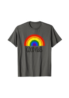 Rainbow Good Vibes Vintage Positive Equality Pride Humanity T-Shirt