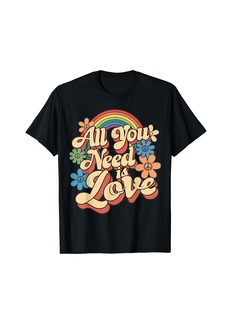 Rainbow Groovy Vibes Hippie Vintage Retro PEACE 70s Tie Dye T-Shirt