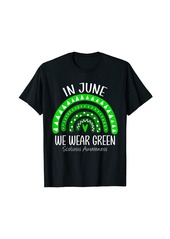 Rainbow In June We Wear Green Scoliosis Awareness Month T-Shirt