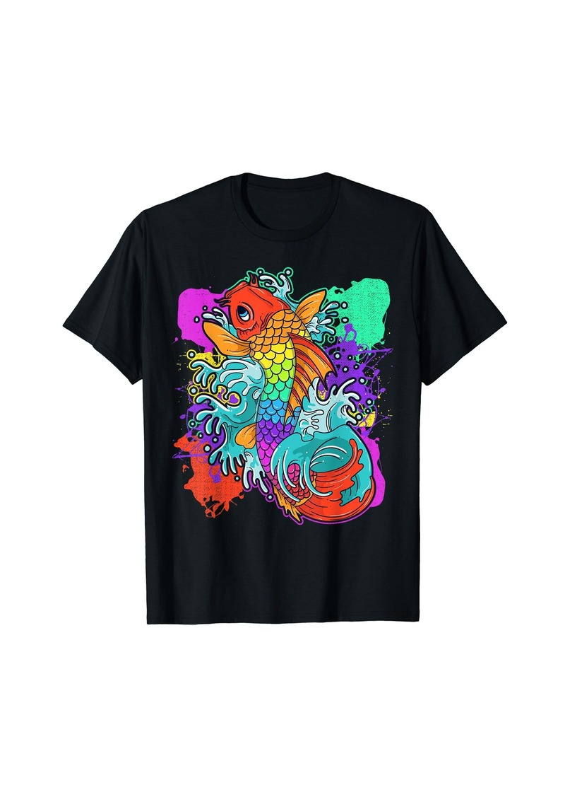 Rainbow Koi Fish Cool Japanese Tattoo Jinli Japan Coi Carp T-Shirt