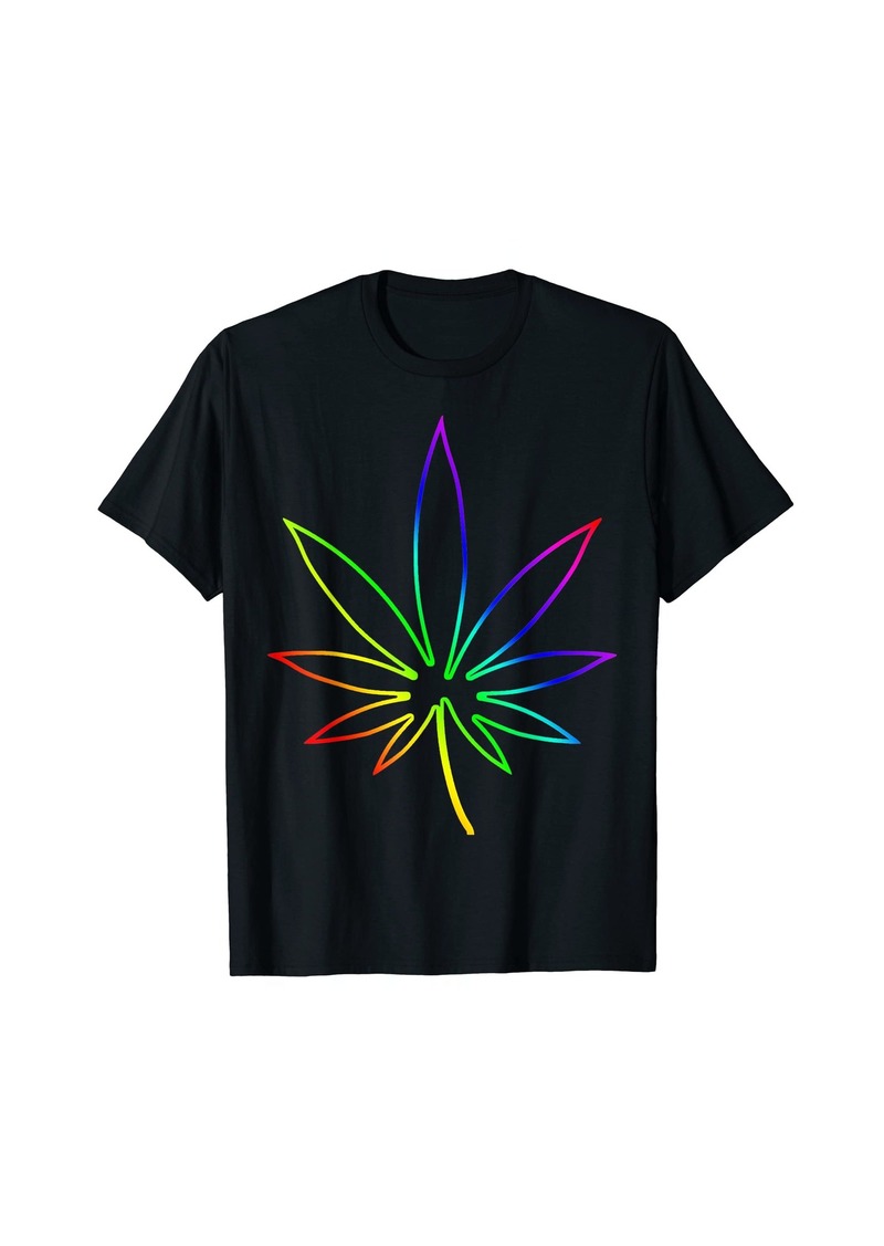 Rainbow Marijuana Plant Cannabis Leaf Sign SUMMER VACATION T-Shirt