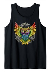 Rainbow Owl . Colorful Nature In The Owl Tank Top