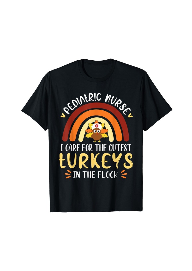 Rainbow PEDS Nurse Cutest Turkeys Thanksgiving Pediatric T-Shirt