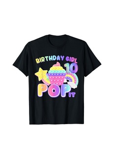 Rainbow Pop It Birthday Girl 10 Yr Old 10th Birthday Pop it T-Shirt