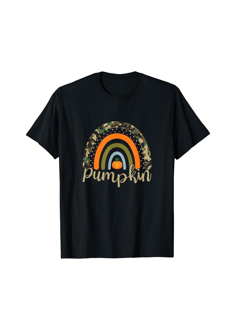 Rainbow Pumpkin Camouflage Thanksgiving Fall Autumn Camo T-Shirt