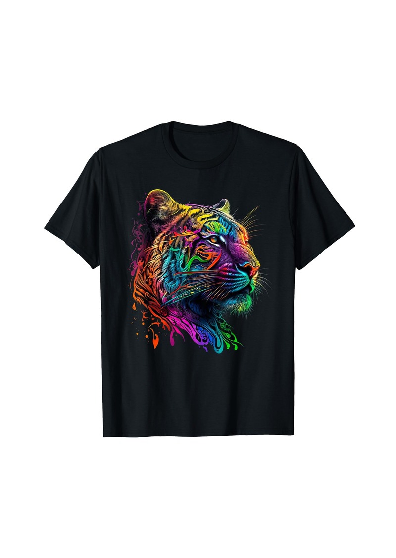 Rainbow Tiger Animal Graphic For Men Boys Women Kids T-Shirt