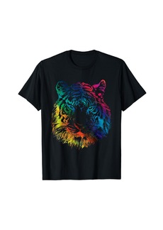 Rainbow Tiger Graphic Animal Lover T-Shirt