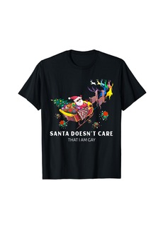 Rainbow Santa Doesn’t Care That I Am Gay LGBTQ Christmas T-Shirt