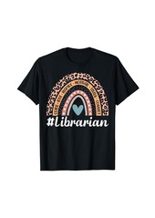 School Librarian Rainbow Leopard Library T-Shirt