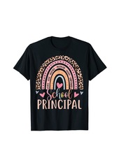School Principal Rainbow Leopard Funny School Principal T-Shirt
