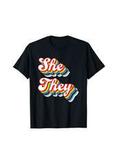 She / They Pronouns LGBTQ Pride Rainbow T-Shirt