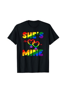 Rainbow She's Mine Happy Valentine's Day Pride LGBT V-Day T-Shirt