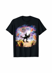 Rainbow Space Cat Riding Dinosaur Unicorn - Hotdog & Taco T-Shirt
