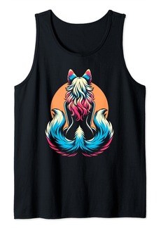 Rainbow Therian Pride Month Furry Wolf Tail Retro Wolf LGBTQ Tank Top