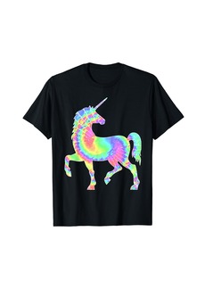 Rainbow Tie-Dye Unicorn Colorful Pink Horse Silhouette Magical T-Shirt