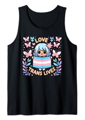 Rainbow Transgender Pride Month Cute Love Trans Lives Kawaii LGBTQ Tank Top